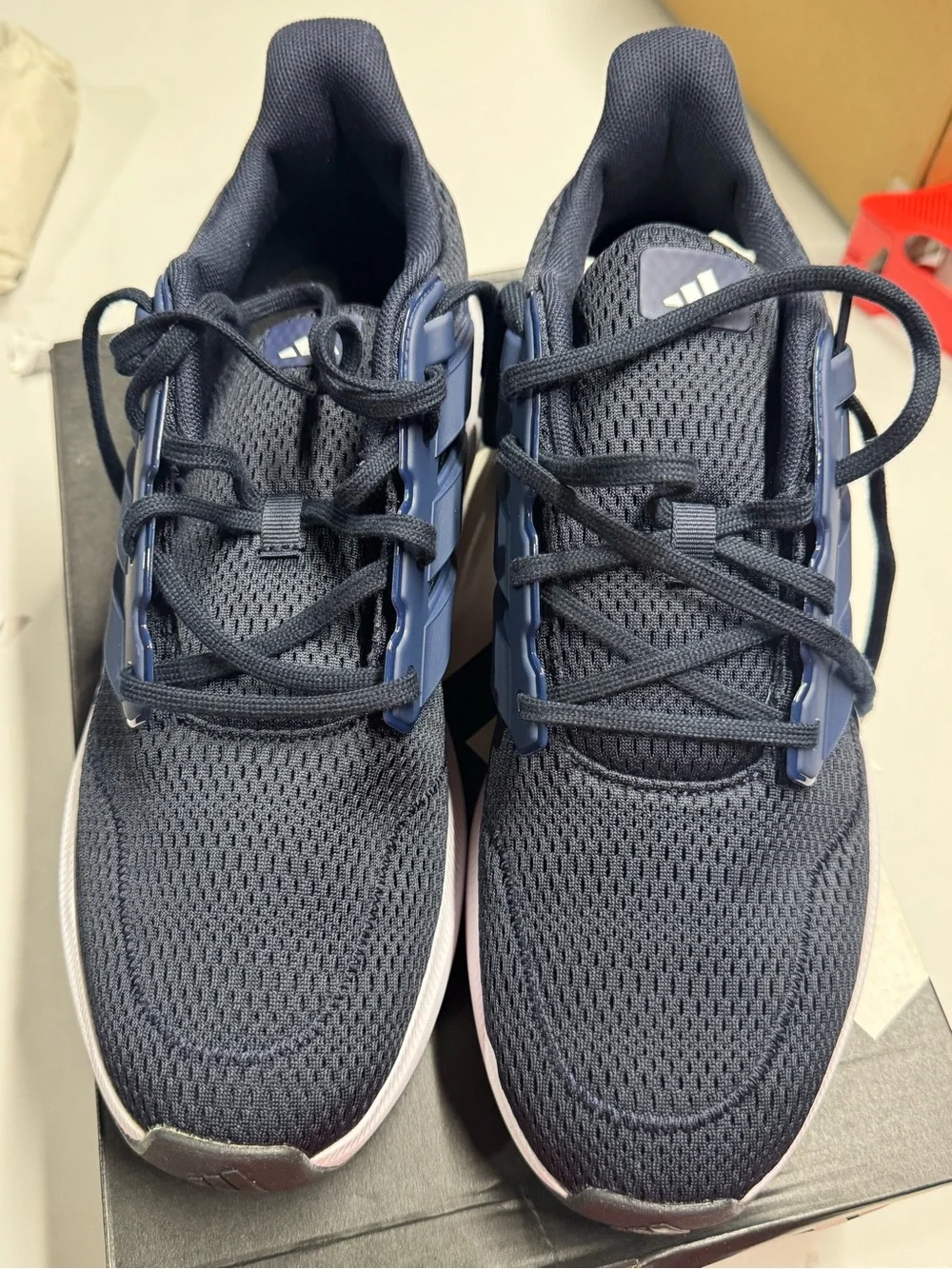 adidas Navy Blue and White Cloudfoam Athletic Shoes